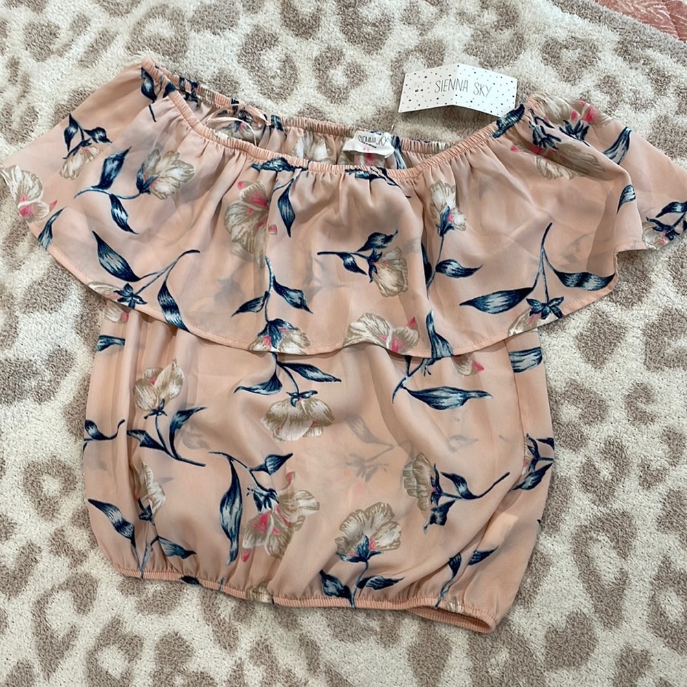 Women’s XS sienna sky floral print ruffle crop top